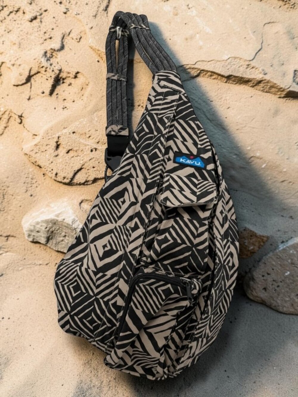 KAVU Original Rope Bag Zebra Print Sling Backpack